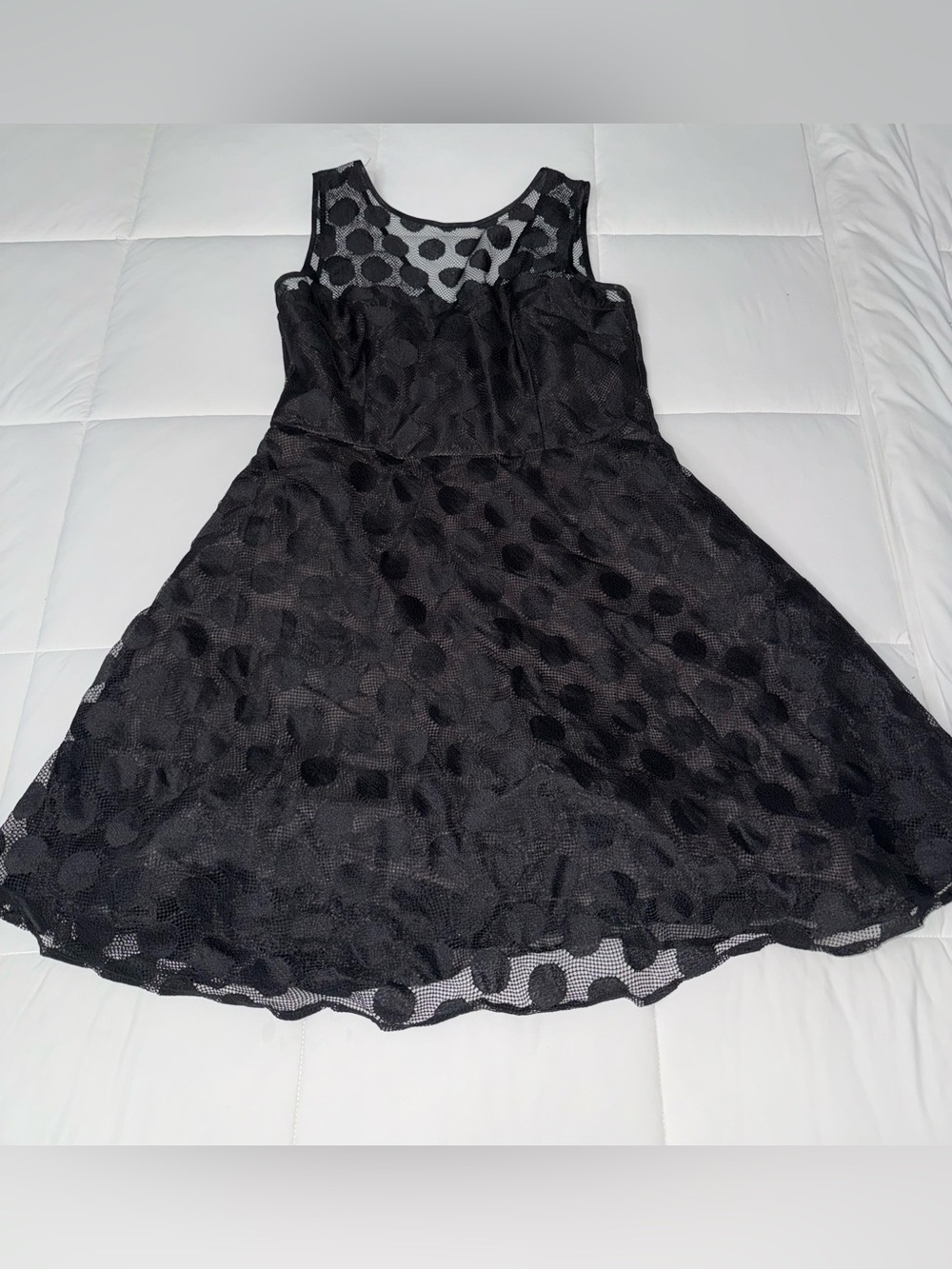 Betsey Johnson Black Polka Dot Mesh Midi Dress